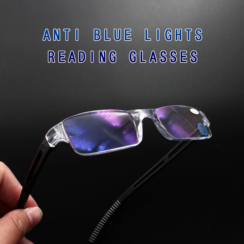 Anti blue light Reading Glasses men readers rimless 2.50 magnifier