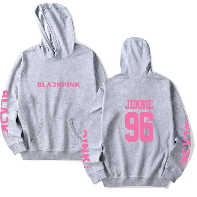 Gray 96 JENNIE Keluoxin KPOP blackpink Толстовки Для женщин/Для мужчин Роза Lisa Дженни jisoo альбом имя члена печать пуловер Для женщин S moletom - Цвет: Gray 96 JENNIE