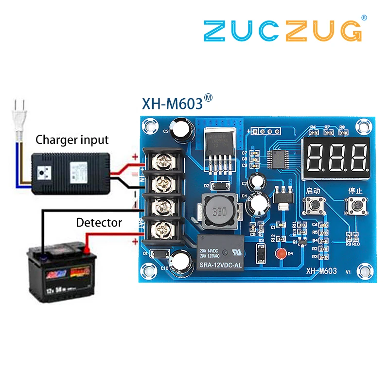 

XH-M603 Charging Control Module Digital LED Display Storage Lithium Battery Charger Control Switch Protection Board 12-24V