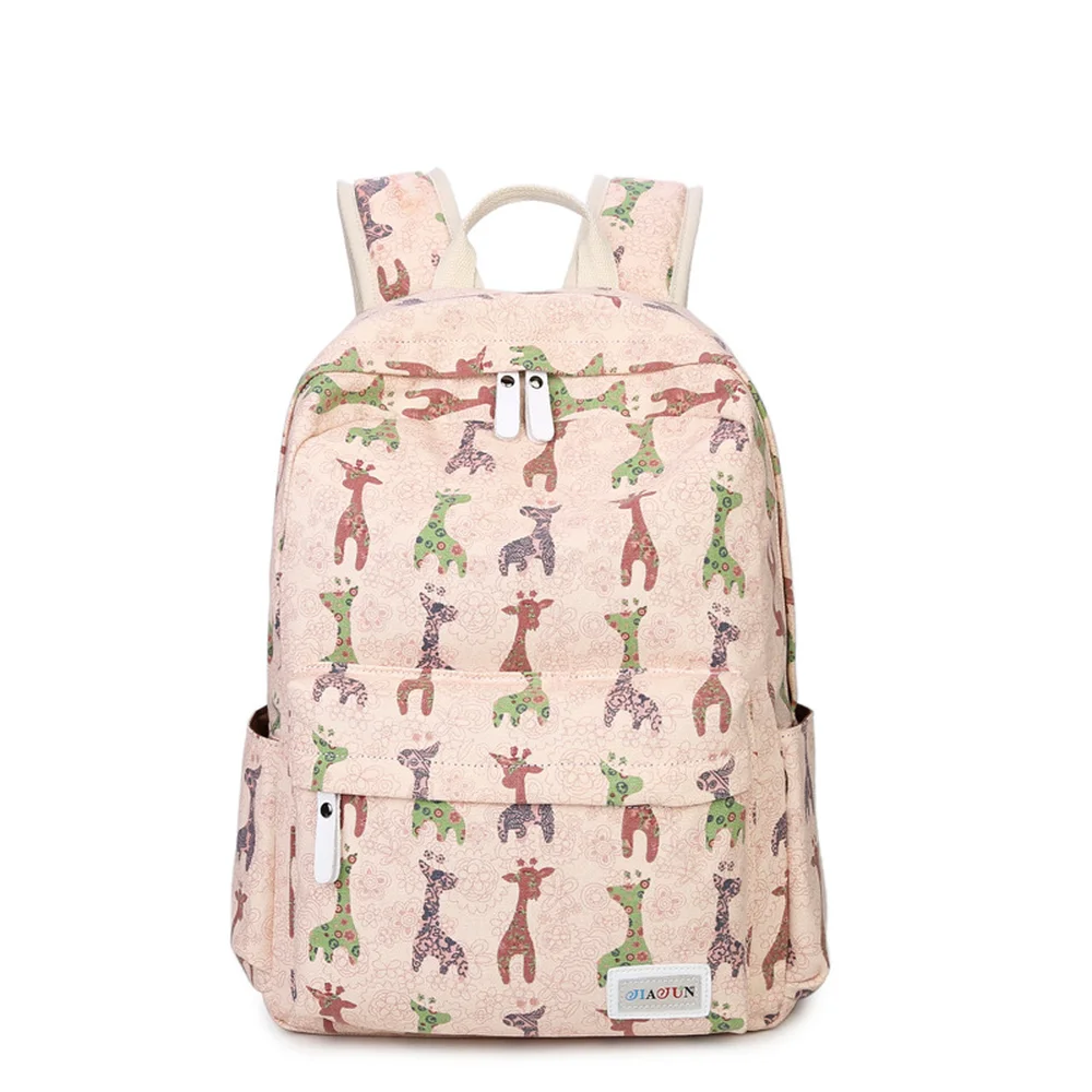 

Fawn canvas backpack new college trend wind student backpack print bag