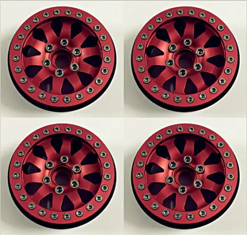 

New 1/10 red 1.9" Beadlock Alloy Wheels/Rims for RC Crawlers RC4WD SCX10 - 4Pcs
