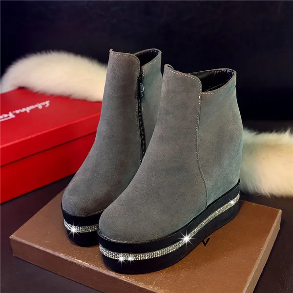 

2015 new winter mature british style ankle solid women boots wedges heel women boots comfortable and breathess women bootE4082