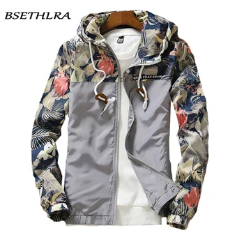 

BSETHLRA 2020 Jackets Men Hot Sale Slim Fit Floral Printed Mens Hooded Jackets Hip Hop Trendy Windbreak Coat Brand Clothing