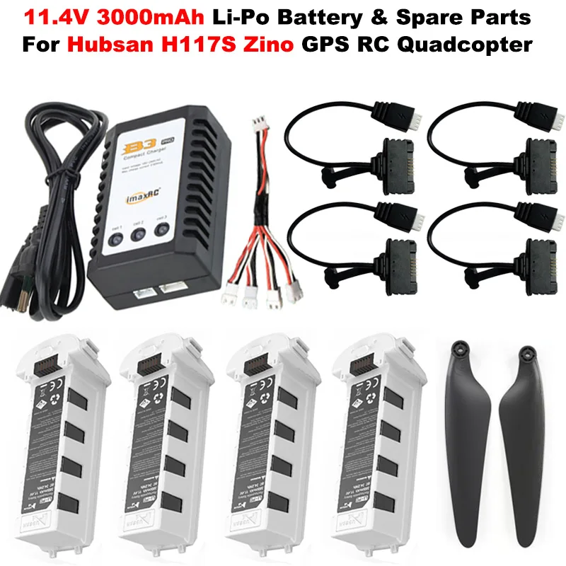 

Hubsan H117S Zino GPS RC Drone Quadcopter Spare Parts Intelligent Flight Original Battery +Propeller+ charger Adapter Set