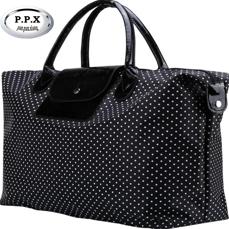 

P.P.X High-Capacity Folding Dot Travel Bags Handbag Luggage Travel Bag Women Fashion Nylon Light Duffle Bag Brand Handbag X063