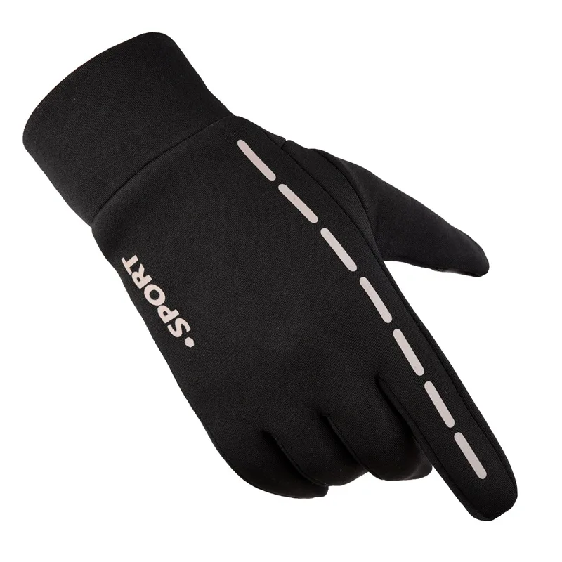 Спорт на открытом воздухе Водонепроницаемый Туризм зима велосипед велосипедные перчатки для мужчин женщин светоотражающие полосы мягкие тёплые перчатки - Цвет: black