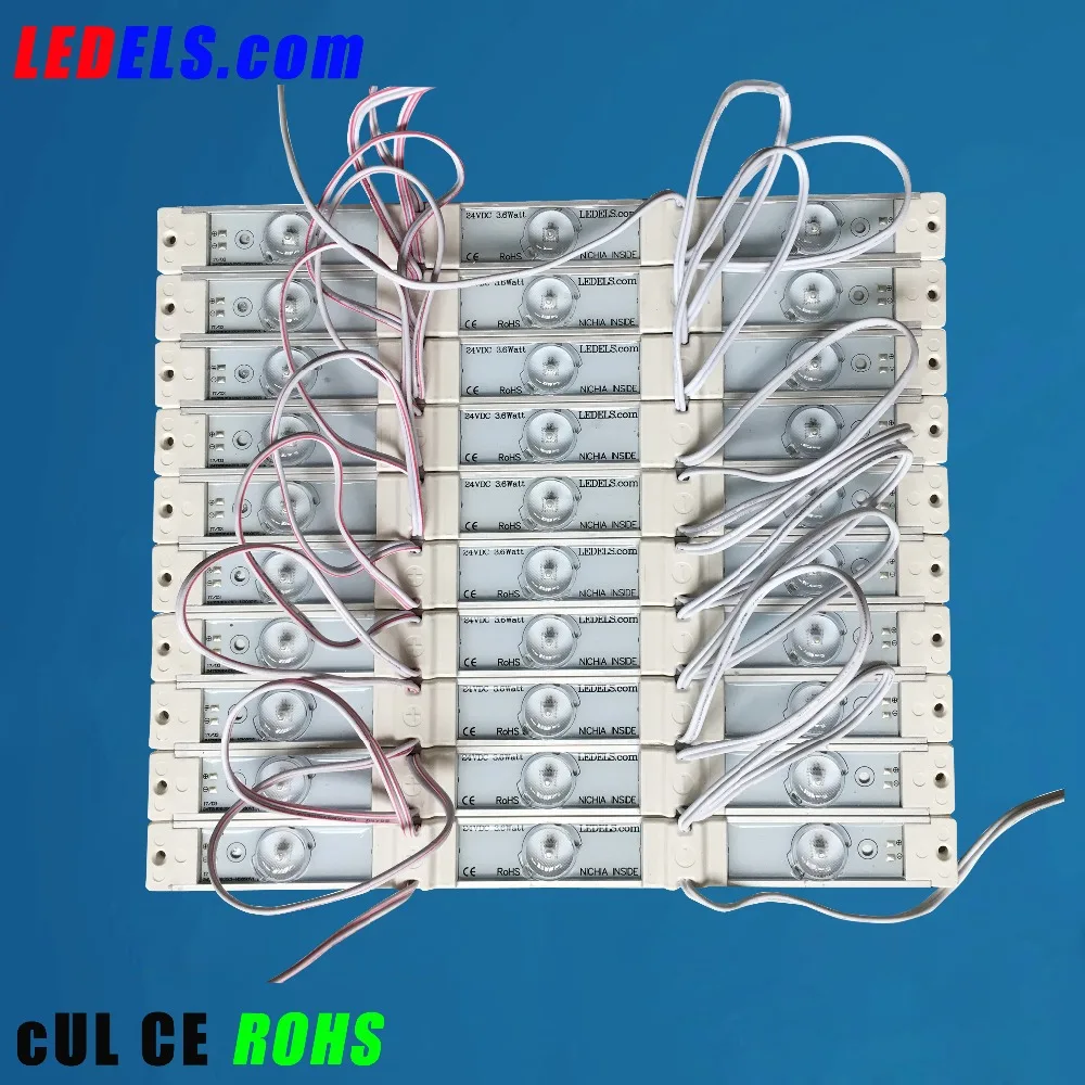 

100PCS/Lot 24VDC 3.6w high power led light strips waterproof, 3leds Nichia led strips for lighting boxes signs