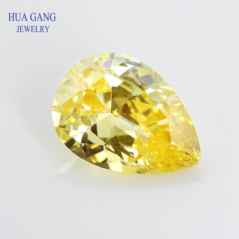 

2x3-15x20mm Pear Shape Lemon AAAAA Cubic Zirconia Synthetic Gems CZ Stone For Jewelry