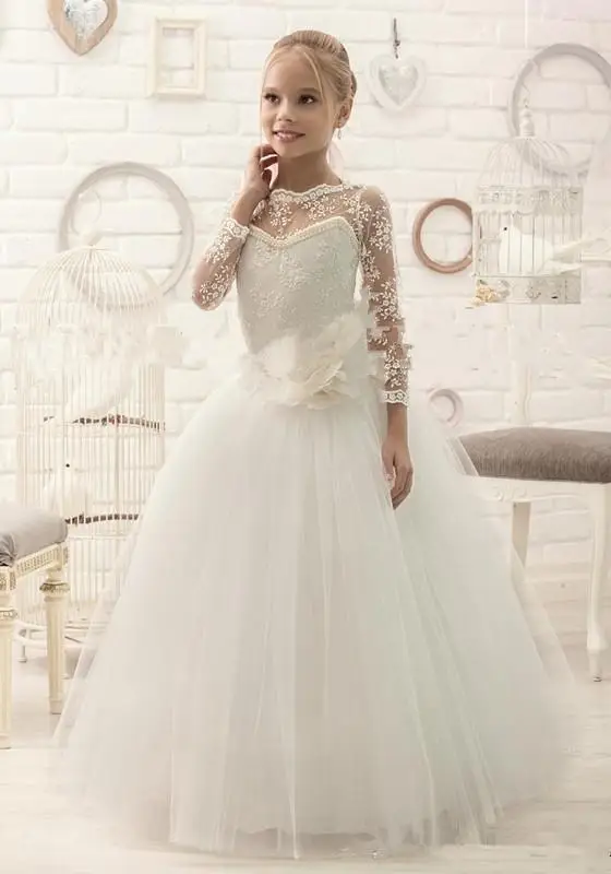 2016-Lace-Beaded-Long-Sleeves-A-Line-Tulle-Baby-Kids-Dresses-For-Weddings-Kids-Flower-Girl (1)
