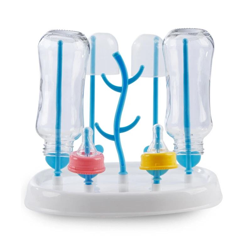 Baby Bottle Drier Cute Tree Newborn Pacifier Nipple Drying Rack Cartoon Plane Tail Shape 7 Footholds Water Collect Groove BB3098 (12)