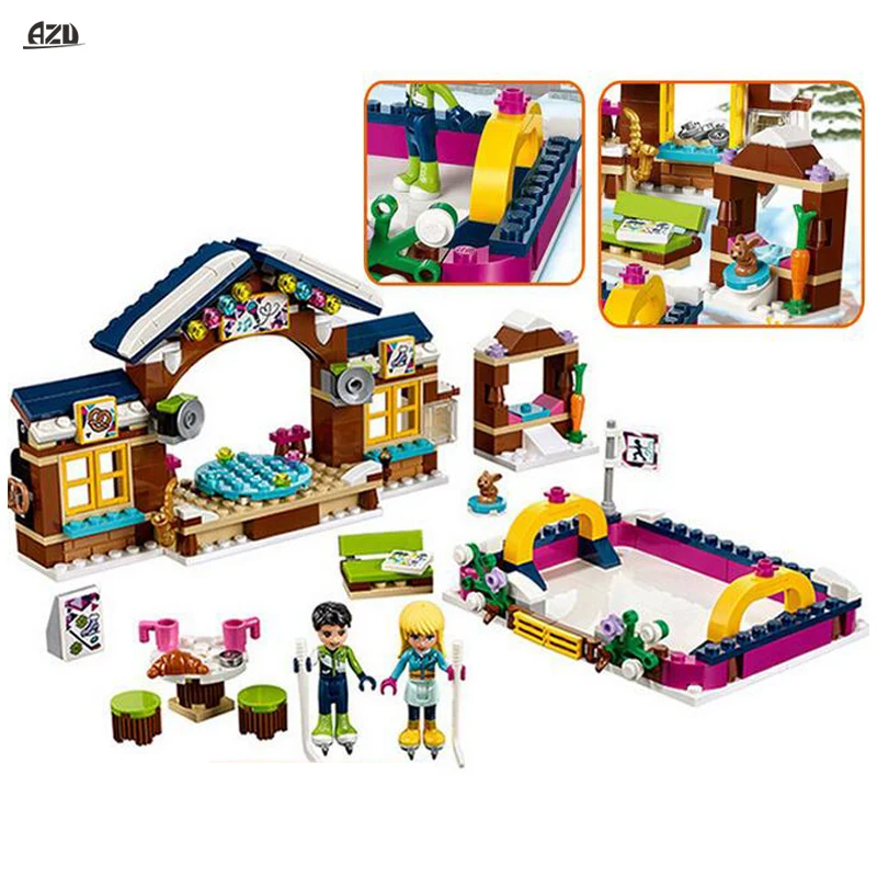 

Blocks 01043 Friends Girl Series Ski Snow Resort Skating Rink Assembly Building Blocks Bricks Toys Gift Compatible Friends 41322