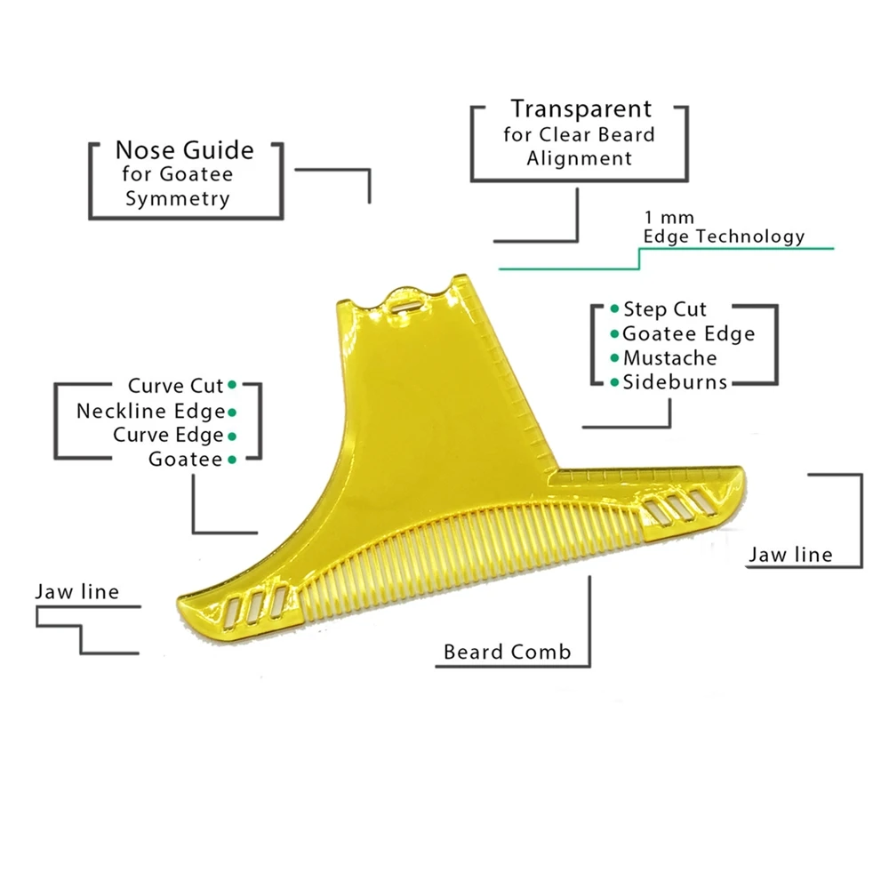 Инструмент для придания формы бороде, расческа, мульти-лайнер, форма для бороды, шаблон, набор расчесок, прозрачный с желтым для триммера