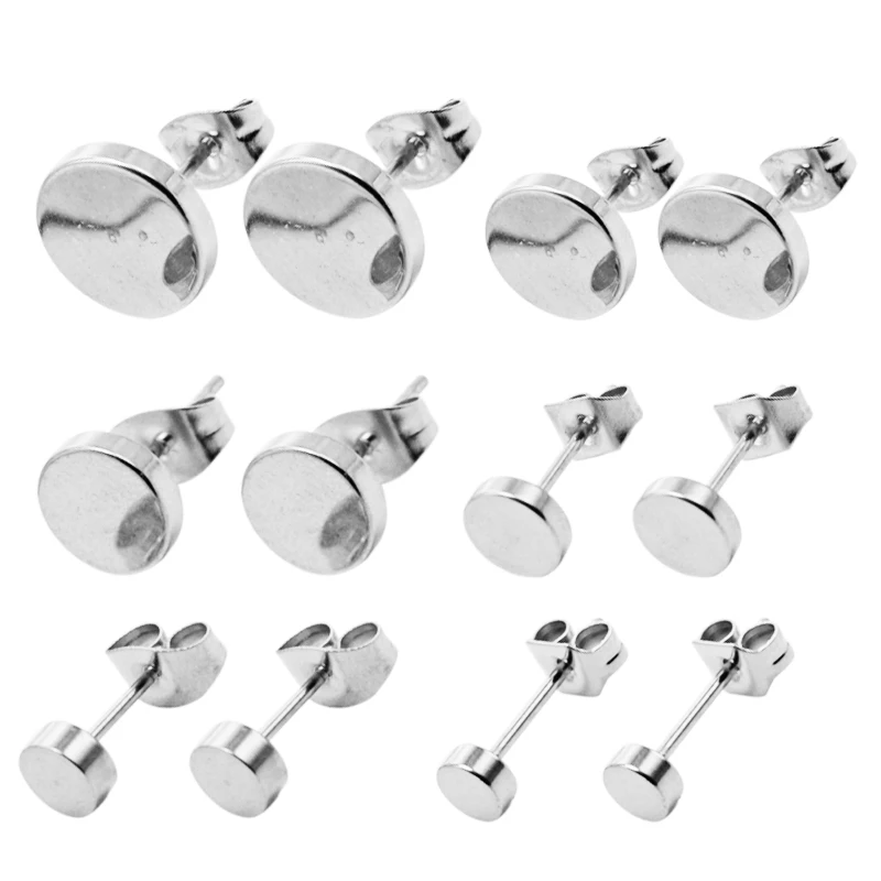

1 Pair Titanium Steel Ear Studs Earrings Round Shaped with Butterfly Clasp Push Back Earrings Women Men Earings Fashion Jewelry