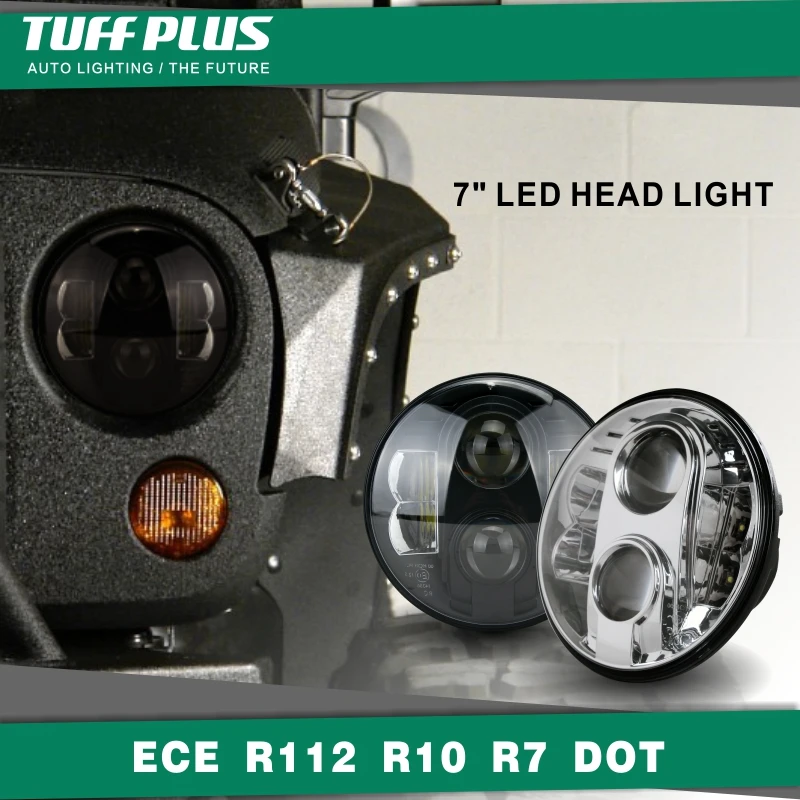 

1PCS 7INCH Round Chrome Right-hand 80W LED Headlight Hi/Low Beam for Jeep,Harley Motorcycle LED Light