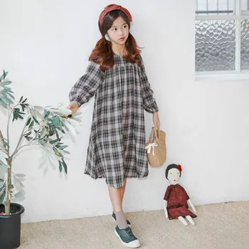 

Brand Baby Girl Dress 2019 New Spring Children Cotton Dress Kids Toddler Long Style Dress Kid Plaid Dress Teenage Clothes,#3747