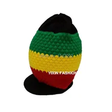 20 шт дамы мужчины Ямайка марли шляпа регги-раста стиль красочные полосы козырек мешковатые сутулые шапочки шапка зимние теплые вязаные шапки