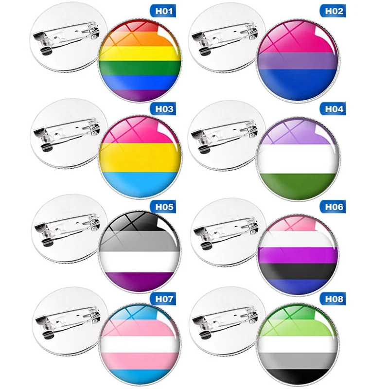 

1 Piece New Arrival Metal Glass Lesbian Gay Pride Rainbow Brooch Pin Anti-discrimination Badge
