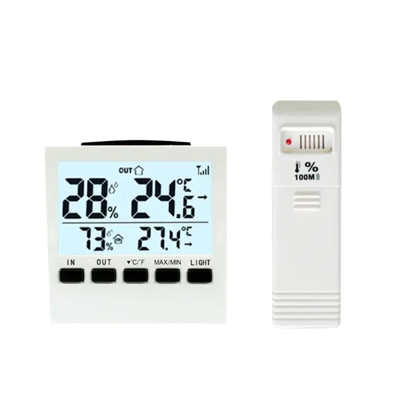 Крытый/Открытый беспроводной Метеостанция ЖК-цифровой термометр измеритель влажности - Цвет: Белый