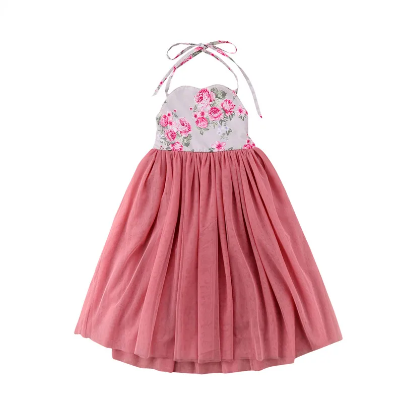 Princess Kids Baby Flower Girls Dress Floral Party Dress Gown Formal Sundress Baby Girls Summer Backless Floral Dresses