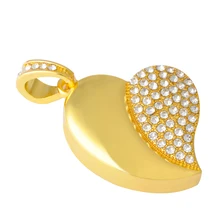 Gold U Disk Flash Disk Crystal Heart 64GB 32GB 16GB Jewelry Usb Flash Drive Jewelry Usb Memory Pen Driver Gifts Gadget Pendrive