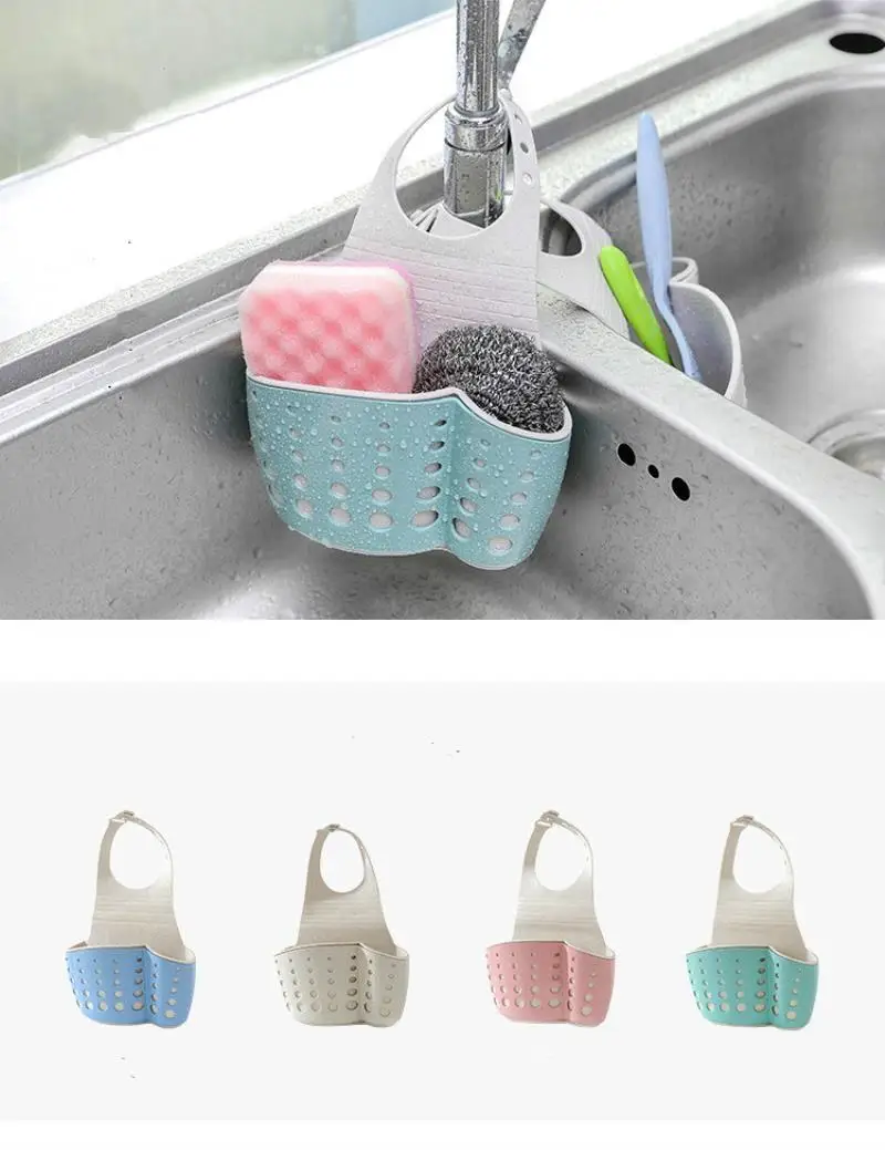Double Layer Adjustable Snap-on Sink Shelf Soap Sponge Drain Rack Bathroom Holder Kitchen  Storage Rack