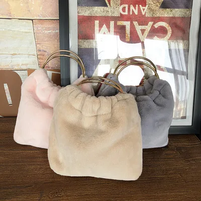 Роскошная шерстяная меховая сумка с кольцом на ручке, женские зимние вечерние сумки, модные кошельки, сумки на цепочке, сумка-мессенджер, шикарная сумка для девочек