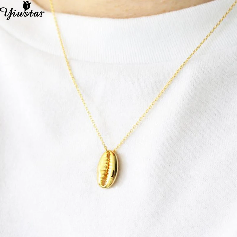 

Yiustar Unique Conch Sea Shell Shape Necklace for Women Girls Elegant Cowrie Shell Pendant Choker Necklaces Collane Donna Gift