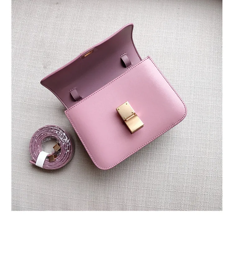 Новая мода Винтаж один на плечо округлая маленькая квадратная сумка розовая пудра для растирания в руках шаблон кожаный тофу в упаковке Bag In