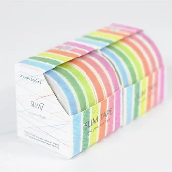 

2 set Crayon rainbow paper washi tape 7mm*7m Slim masking tapes Decoration sticker for diary notebook Stationery papeleria EJ934