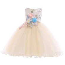 Коллекция года, зимнее свадебное платье для маленьких девочек Детские платья для девочек, костюм кружевное платье с цветочками и вышивкой для девочек элегантные вечерние платья-пачки принцессы одежда для детей vestidos, 3, 4, 6, От 8 до 10 лет