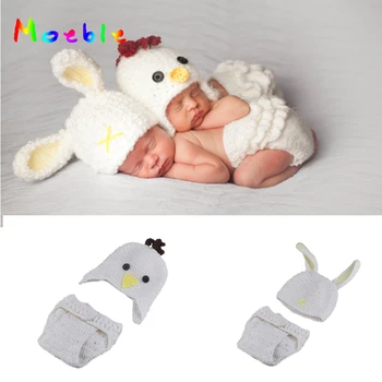 

Latest Crochet Easter Rabbit And Chicken Costume Knitted Newborn Baby Photography Props Animal Outfits Baby Girls Shower Gift