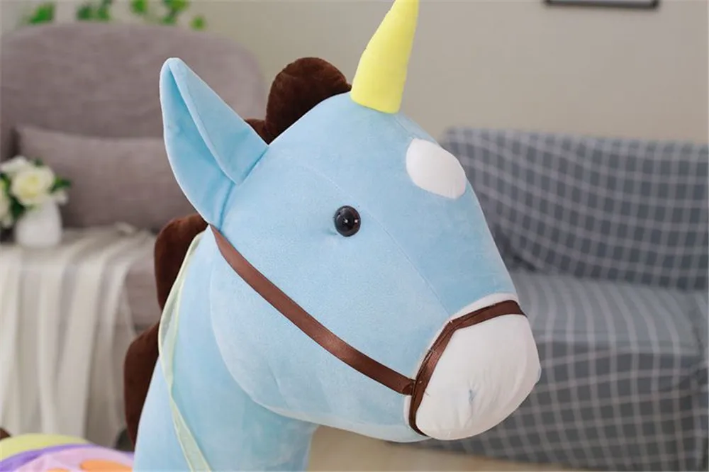 Fancytrader Soft Anime Unicorn Plush Sofa Toy Big 120cm Stuffed Cartoon Ride on Horse Doll Chair Could Load 50kg on the Back 5
