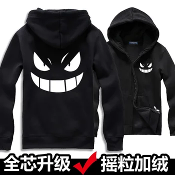 

10 Colours Gengar Anime pokemon go Zipper Hoodies winter shell jacket sweatshirt soft warm coat Outerwear tracksuit fleece