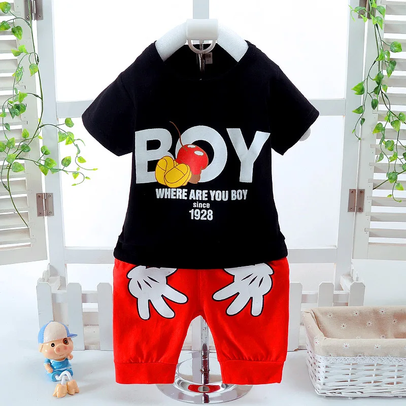 Summer Children Set Cotton Baby Boys T-shirt+Shorts Infant 2pcs Set Kids Boys Clothes Toddler Boy Clothes Boutique Kids Clothing