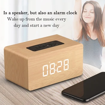 

Luxury Touch clock Wooden Bluetooth wireless speaker portable Subwoofer super bass FM Wireless receiver Handsfree call speakers