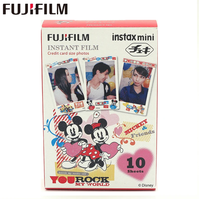 Подлинная Fujifilm Instax Мини пленка(10 листов) Микки мгновенный фото камера пленка для 7 8 9 50 s 7 s 90 25