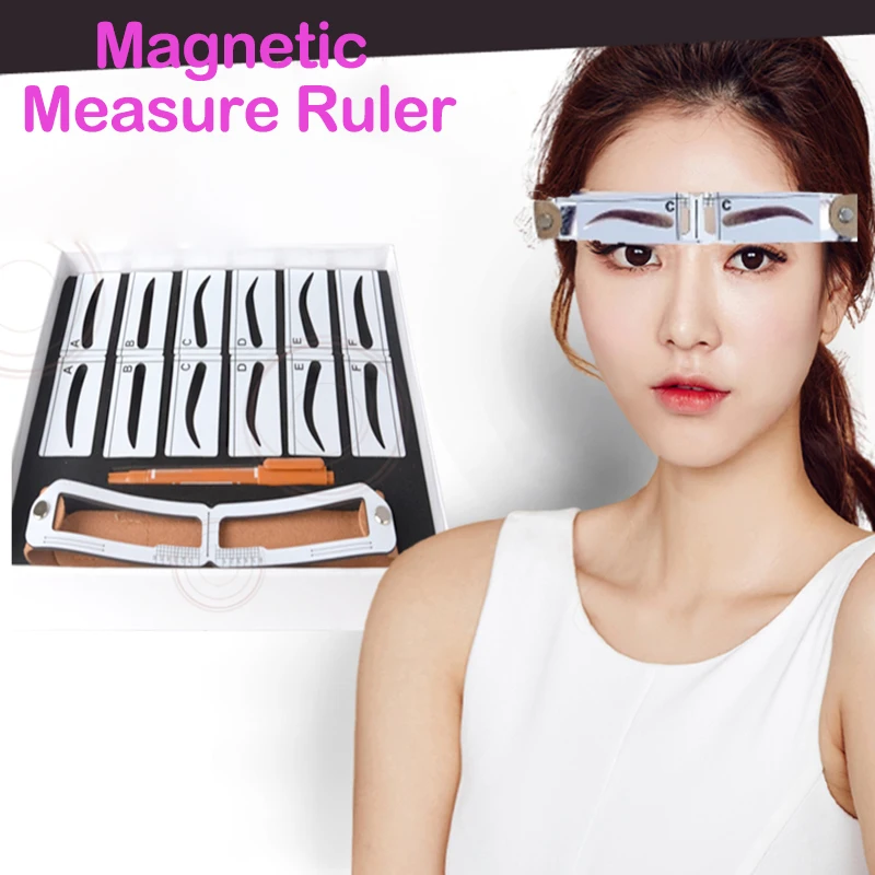 

High Quality Magnetic Microblading Makeup Brow Measure Eyebrow Stencil Permanent Tools Eyebrow Guide Ruler