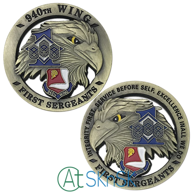 1-10 шт./лот новогодние подарки бронзовая монета ВВС США 940-ое крыло первые sergeants