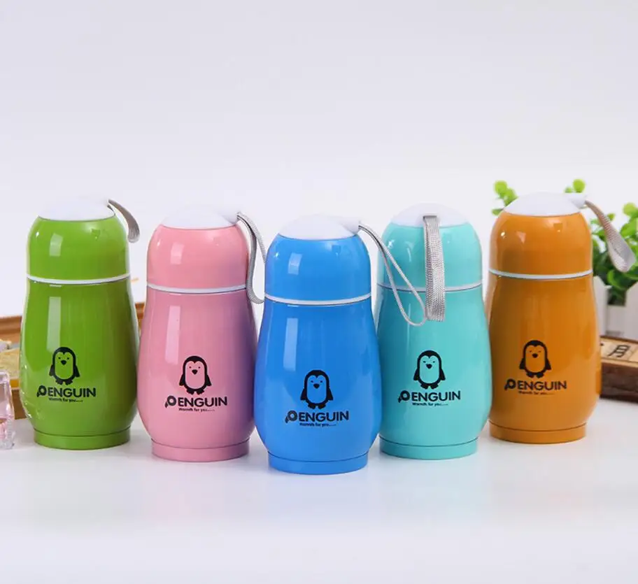 

300ml penguin Cartoon food grade material Stainless Steel Vacuum Flasks Cute Lady child Portable Cup