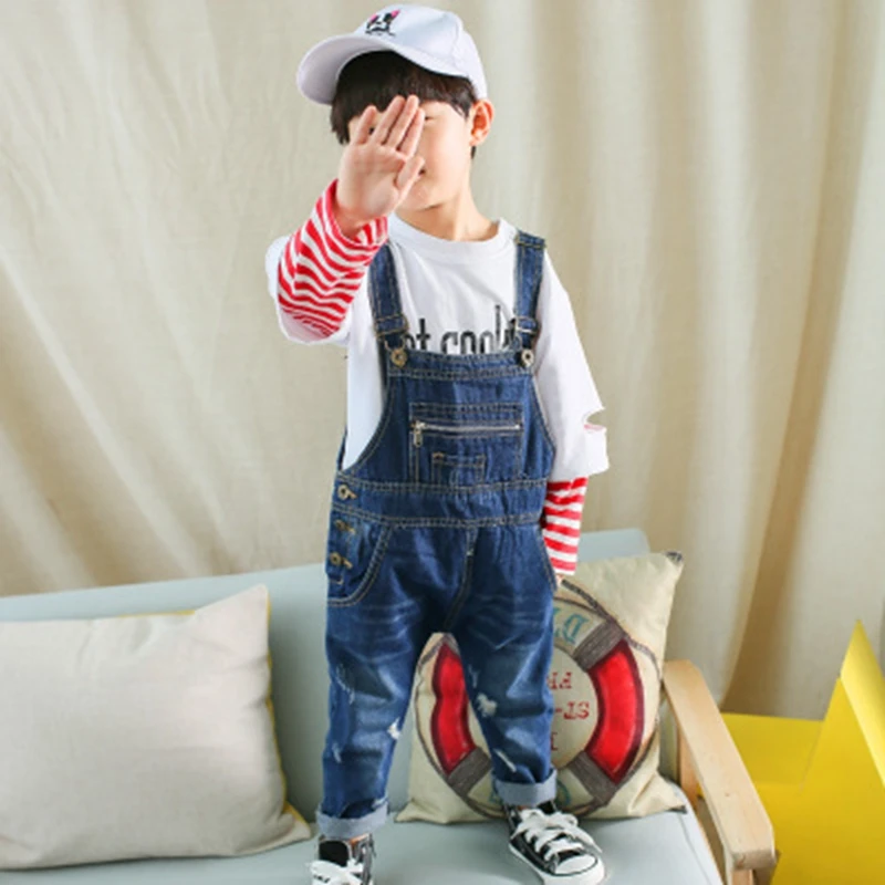 Baby Boys and childrens overalls jeans Pants clothes In the spring and autumn Stylish and simple Ripped jeans Pure color kids jeans Clothing (11)