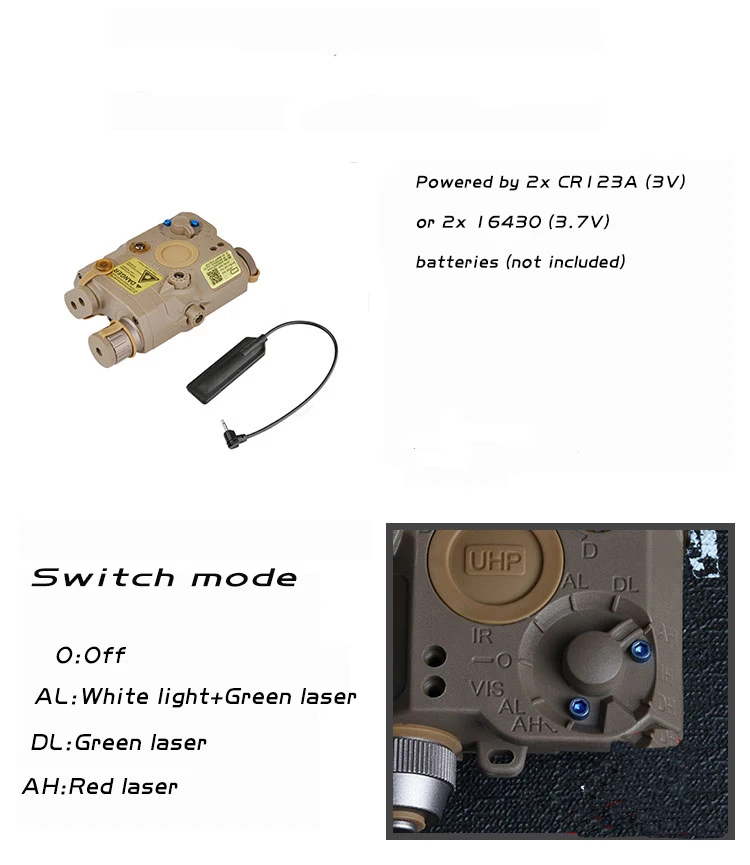 Новые тактические Airsoft LA PEQ 15 5C AN UHP появление зеленый и красный лазер фонарик