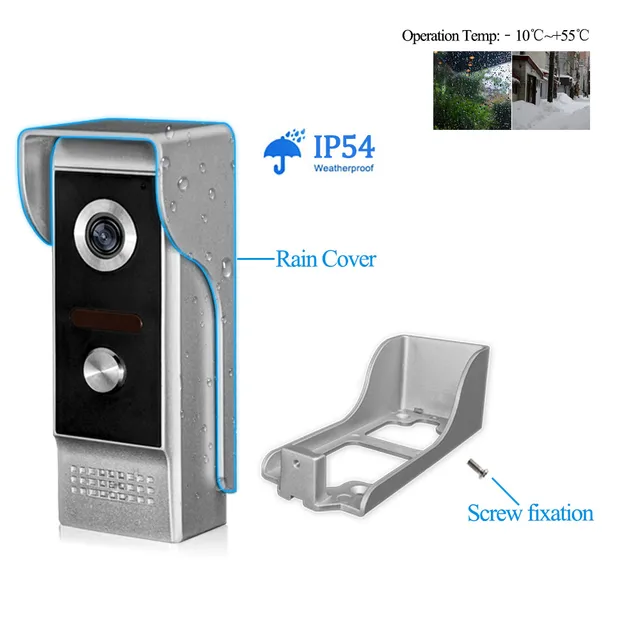 7" Video Intercom Wired Home Video Door Entry System Waterproof Rainproof IR Night Vision Camera Two-way Audio with 1or2 Monitor 3