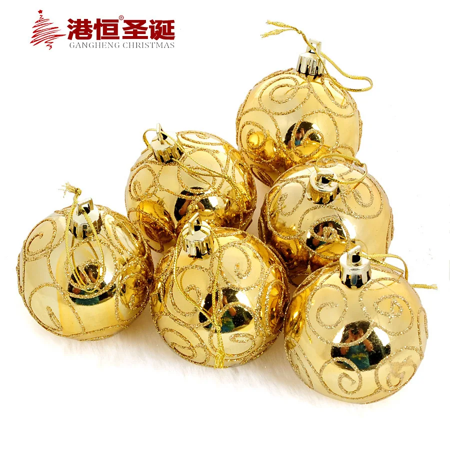 6 pz Shinning Colore Disegno Albero Di Natale Appeso Sfere Diametro 6 cm Decorazioni In Oro Palla di Natale Festa di Nozze Ornamento in 6 pz Shinning Colore