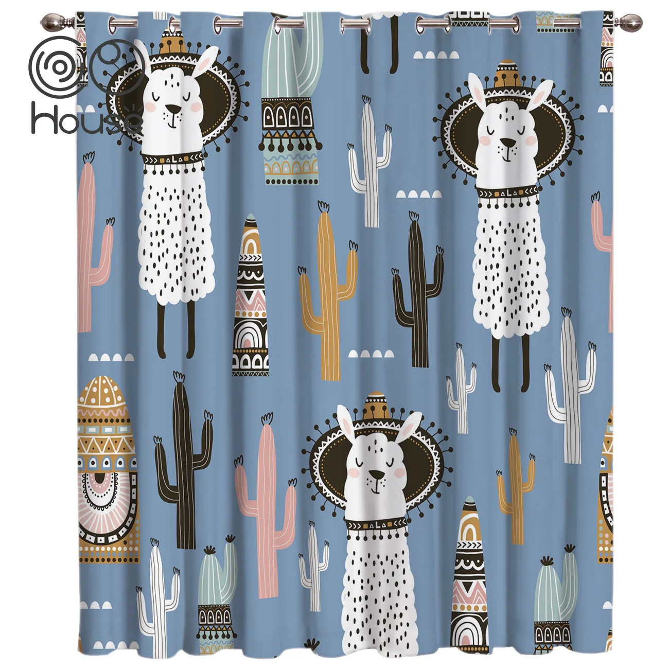 

CoCoHouse Nordic Cactus Alpaca Window Treatments Curtains Valance Window Curtains Dark Living Room Bathroom Blackout Outdoor Bed