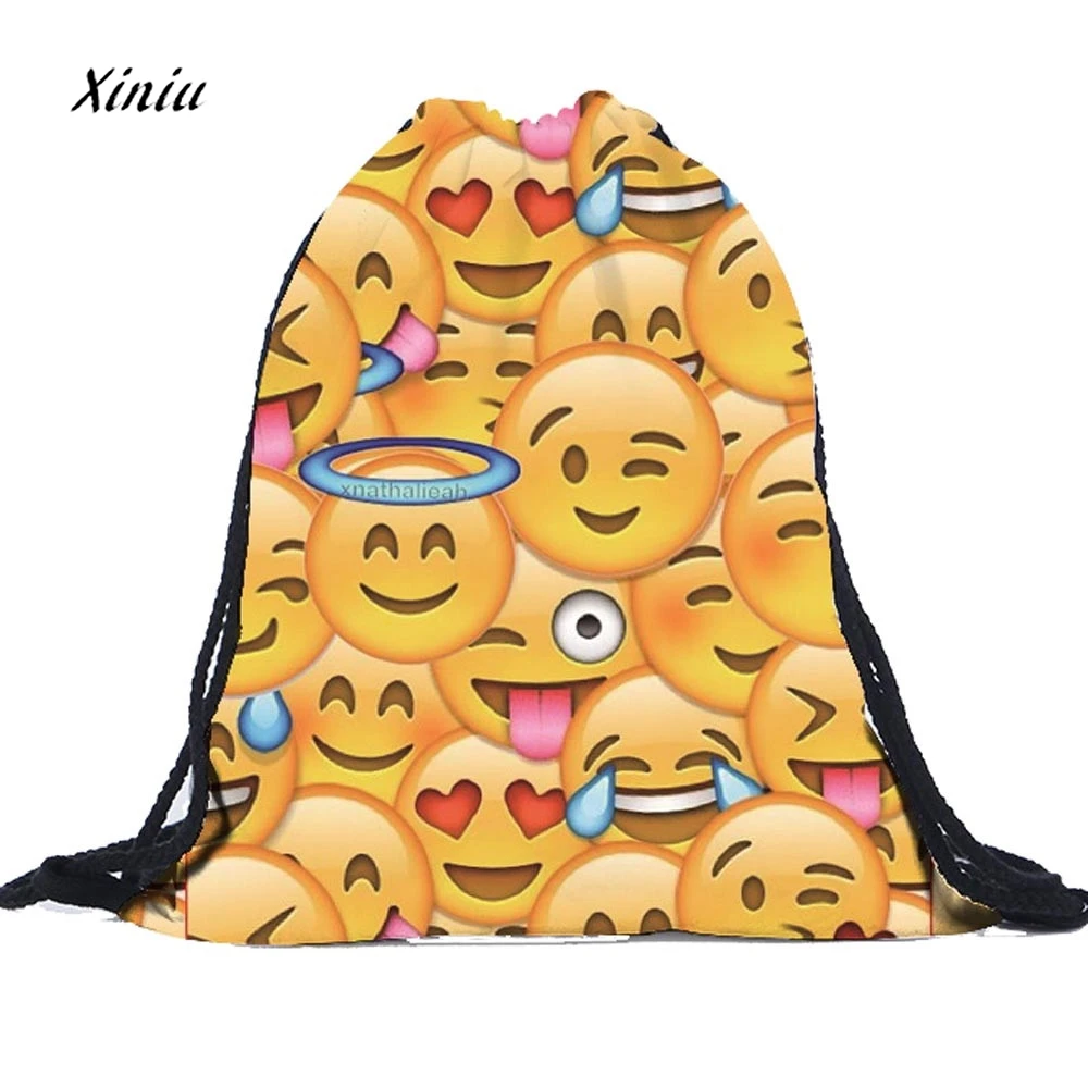Buy Unisex Emoji Backpacks 3D Printing Bags Men Women String Drawstring