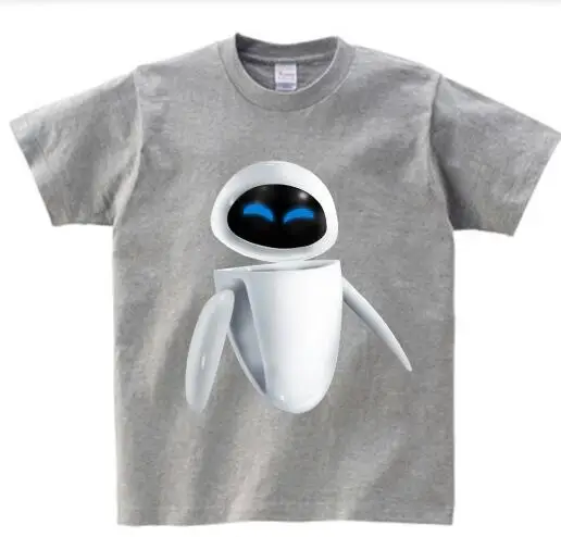 cute WALL-E robot funny tshirt Children summer T shirt new white casual Tee shirt Children walle T Shirt MJ - Color: gray childreT-shirt