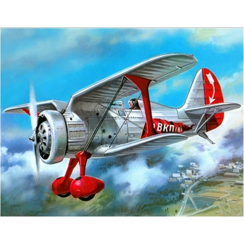 Full Diamond Embroidery Cartoon Diamond Painting Cross Stitch Needlework Mosaic Aircraft Pattern Home Decor Craft Gift