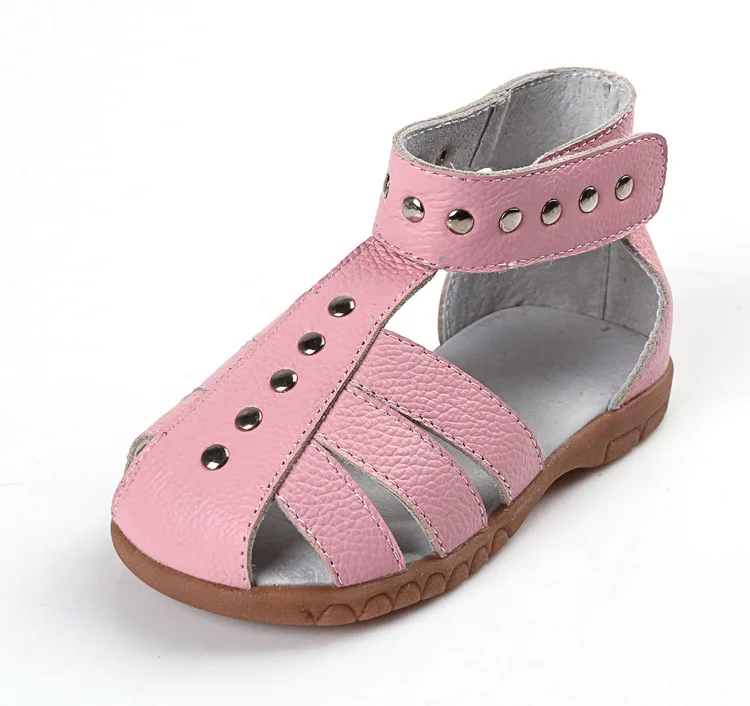 Летние кожаные детские сандалии высокого качества, мягкие, впитывающие пот сандалии для девочек