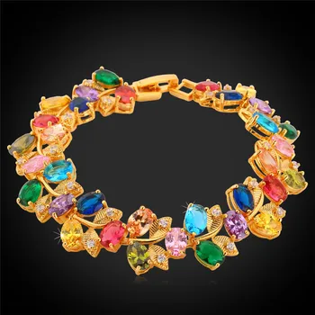 

Bracelets For Women AAA+ Cubic Zirconia Charms Gift Yellow Gold Color Fashion Jewelry Luxury Crystal Bracelet H480