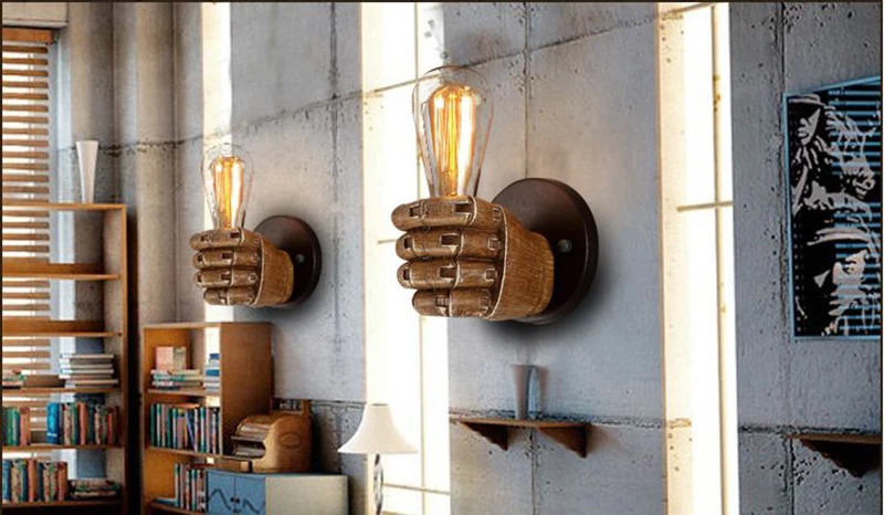 Творческий кулак смолы настенные светильники украшения кафе ресторанная спальня настенный светильник E26/E27 90 V-260 V Ретро промышленный